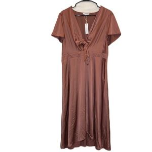 Baltic Born Poppy Satin Rosy Brown Formal Midi Dress XXL XXXL